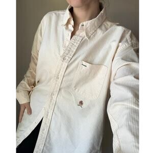 Tommy Hilfiger vintage 90s Y2K butter yellow seersucker Oxford preppy collegiate